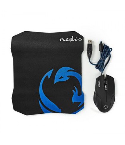 Nedis Yesaqua Gaming Mouse and mousepad kit, black, USB (GMMP100BK) 
