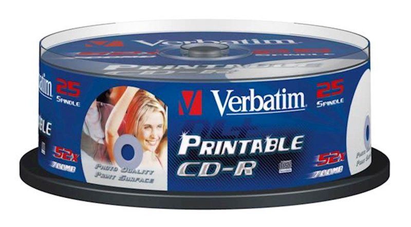 CD-R MEDIJ VERBATIM 25PK CB PR 52X 700MB na pos. non-wide PRINTABLE