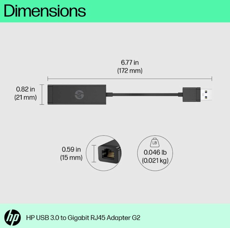 Adapter HP USB-A 3.0 na RJ-45 G2 - Image 2